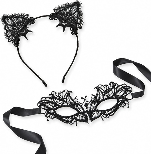 Black cat ears headband - black,