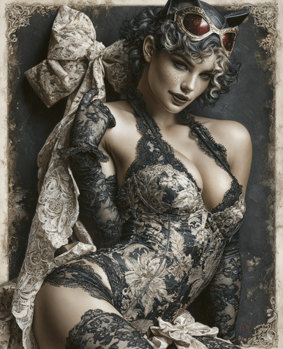 Catwoman black lace with - in,
