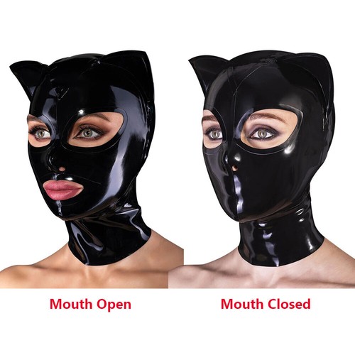 Black latex hood - with, ear